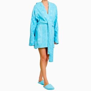Versace unisex baroque barocco jacquard logo monogram bathrobe NEW